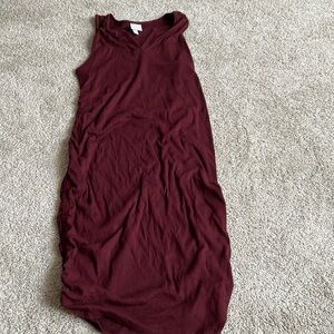 Burgundy Midi Maternity Dress